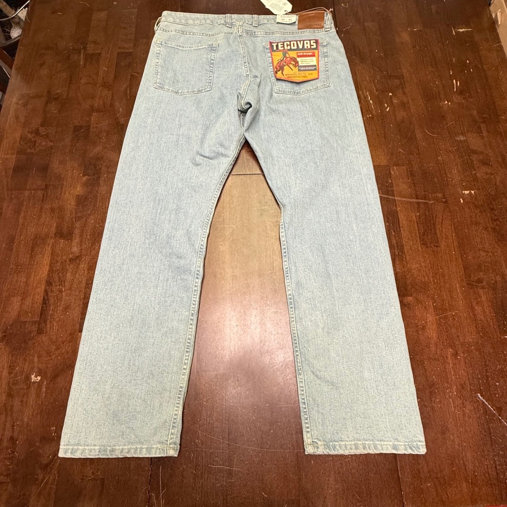 New Tecovas Slim Straight Jeans Men 40x32 Light Stone Wash Stretch Western Denim - Picture 10 of 13